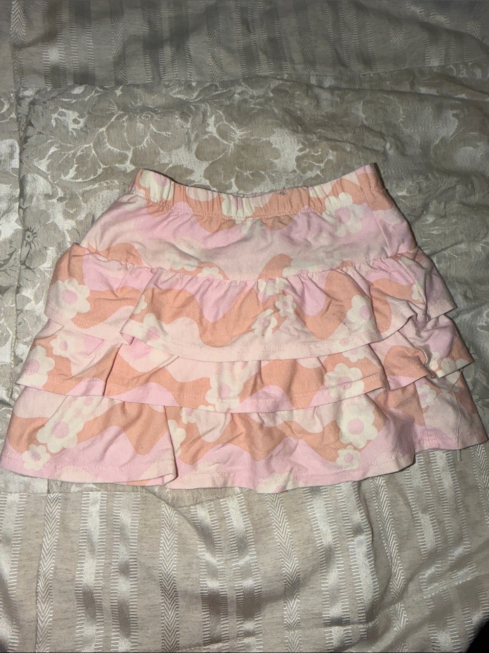 Ruffled Floral Skirt - Pink Peach